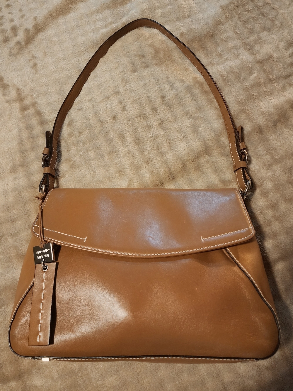 Antonio Melani 100% Genuine Leather Cognac Brown Shoulder Bag